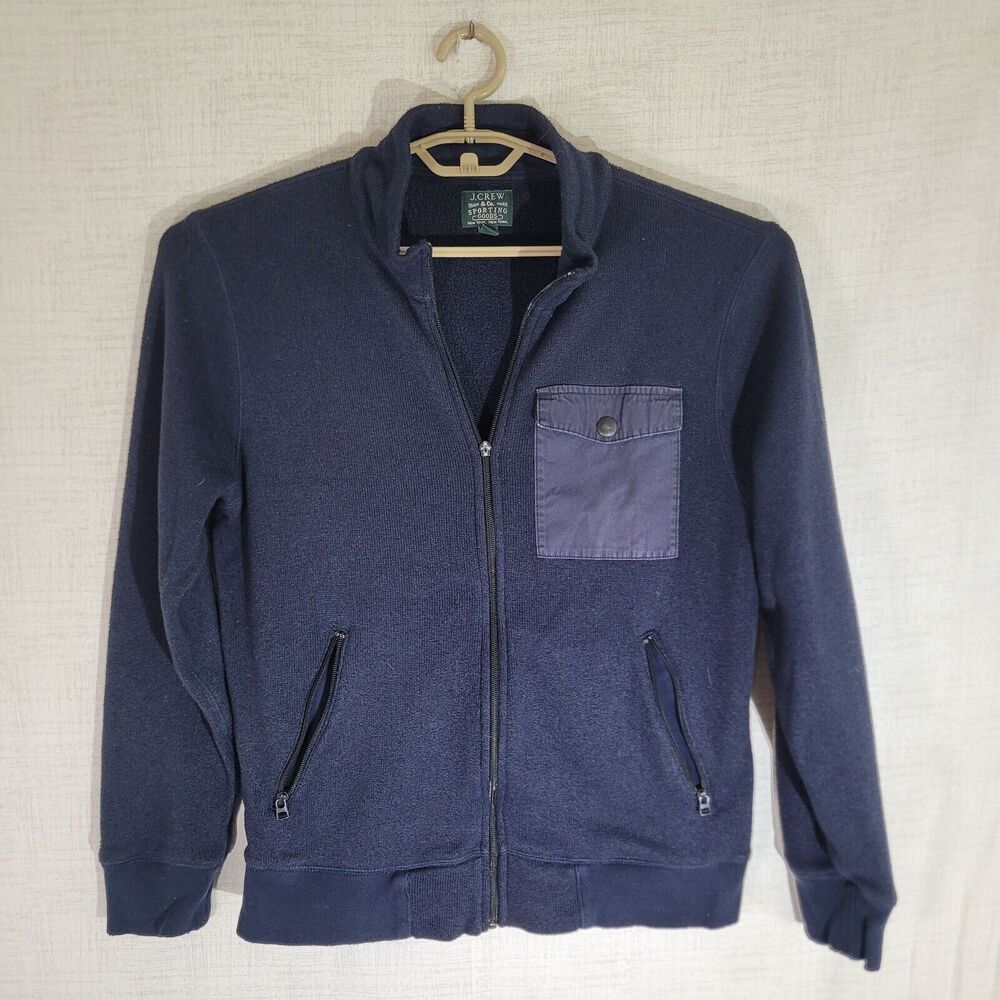 J Crew Sweater Mens‎ Medium Blue Pullover Sweatshirt Pockets Casual Fleece READ